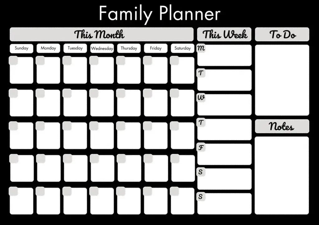 Magnetic Whiteboard Family Planner Simply Glass Wipe Boards